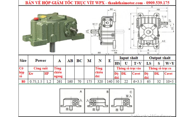 Hộp giảm tốc trục vít wpx 80