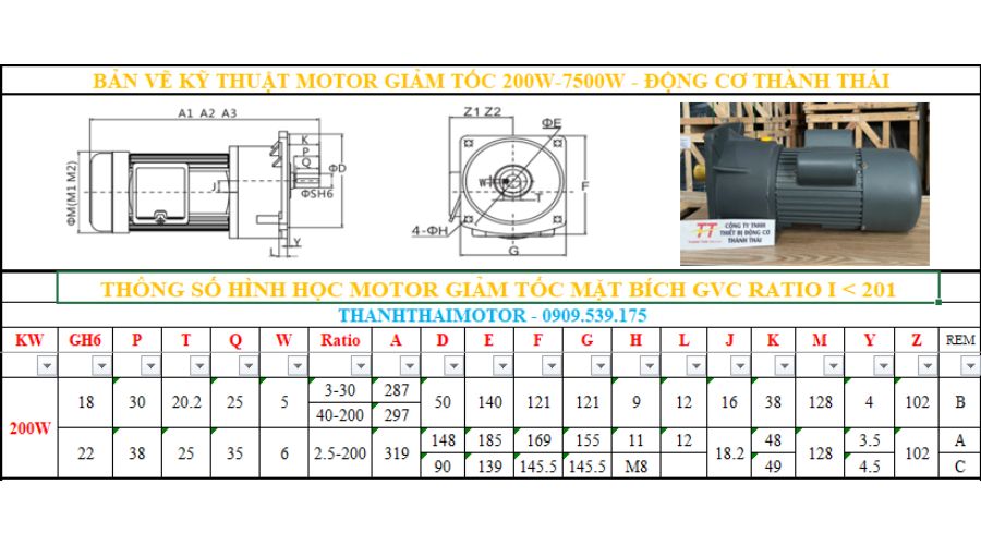 Motor giảm tốc 1 pha 0.2kW 0.25HP trục 18 mặt bích