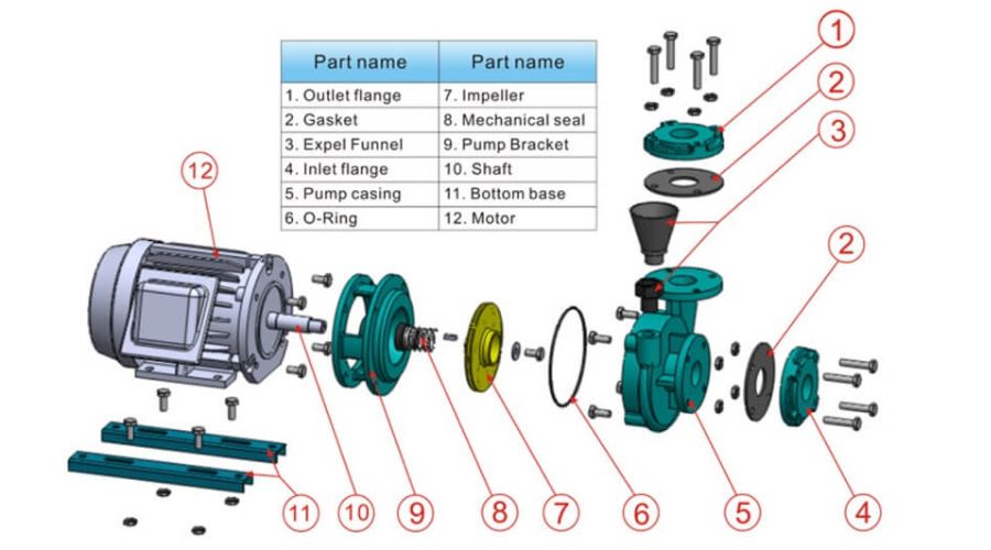 Cấu tạo bên trong của Máy bơm nước Teco 0,75kW 1Hp