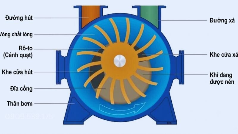 Structure of the close-coupled vacuum pump