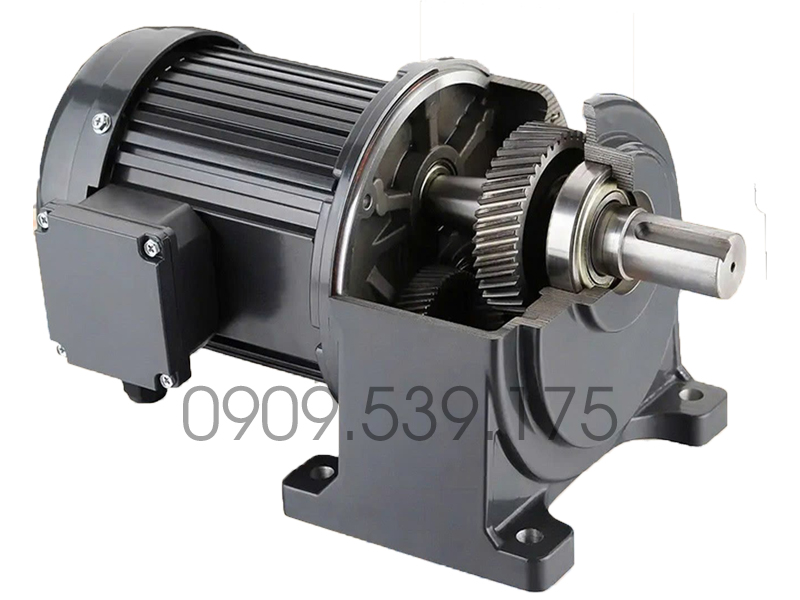 Mặt ngang cấu tạo bên trong của motor giảm tốc có phanh 0.75kW 1Hp