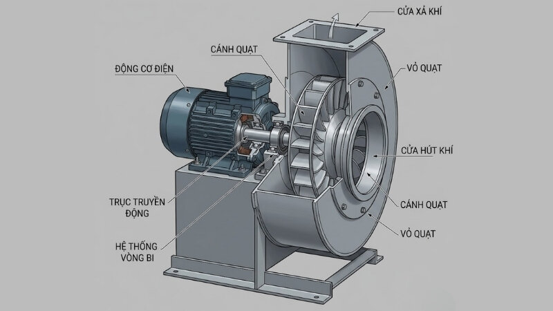 Cấu tạo của quạt thổi khí dưới 10kW