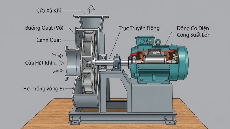 Cấu tạo của quạt thổi khí trên 3.7kW