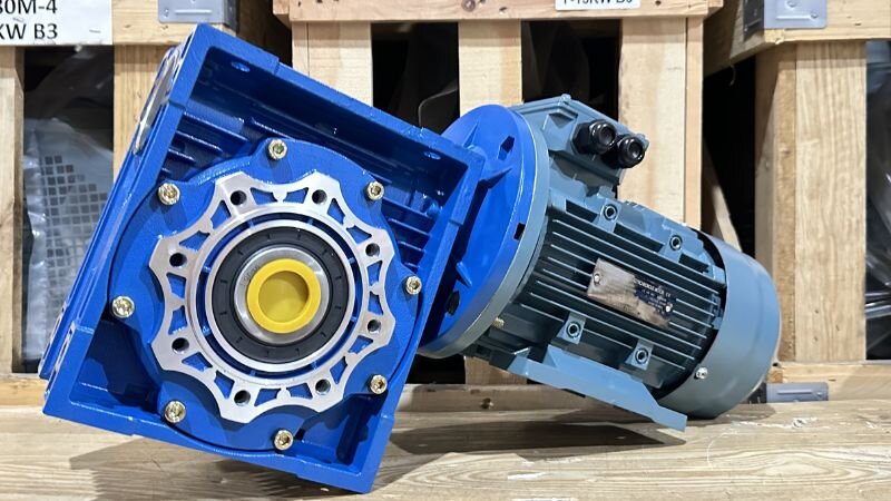 NMRV gearbox assembled with a 2.2kW electric motor via a flange