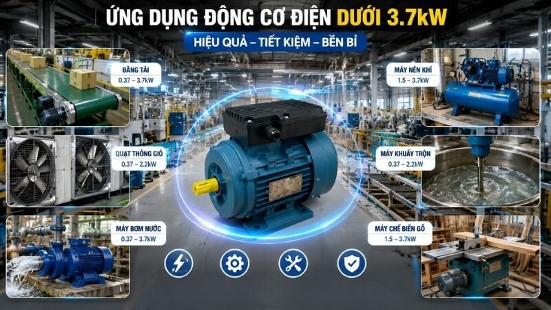 Ứng dụng động điện dưới 3.7kW trong công nghiệp.