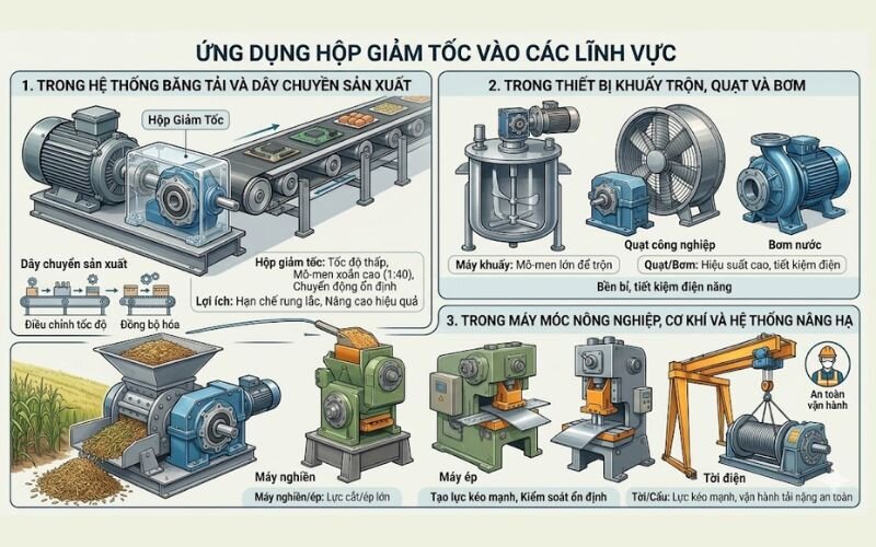 Ứng dụng hộp giảm tốc 1 cấp