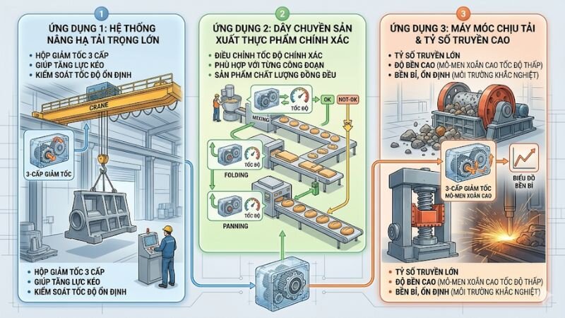 Ứng dụng hộp giảm tốc 3 cấp