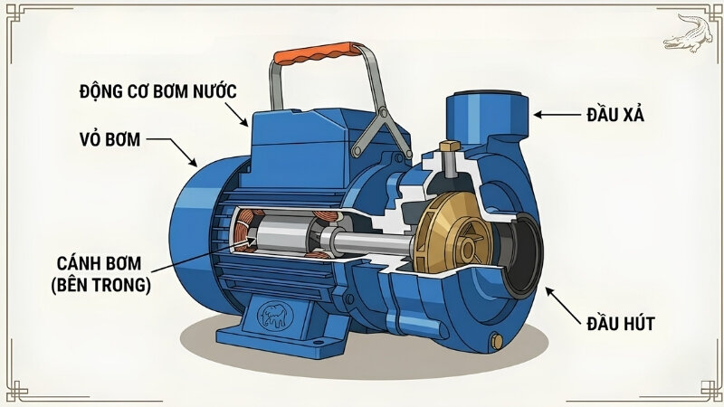 Cấu tạo máy bơm nước cá sấu
