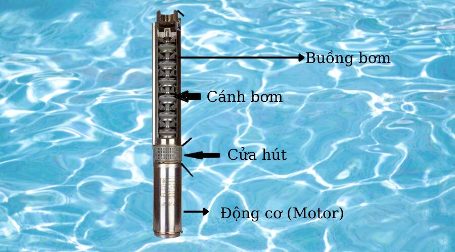 Cấu tạo của máy bơm hỏa tiễn 0.37kW 0.5Hp
