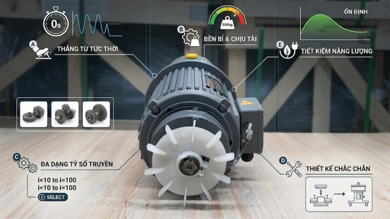 Đặc điểm của động cơ giảm tốc thắng từ 3 pha