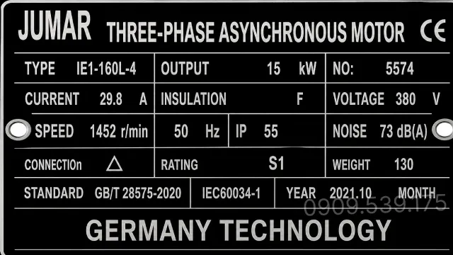 Tem của động cơ điện có phanh 15kW 20Hp