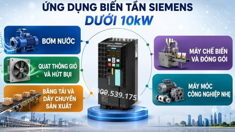 Ứng dụng của biến tần Siemens dưới 10kW.