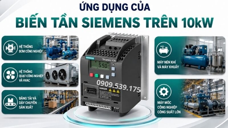 Ứng dụng của biến tần Siemens trên 10kW.