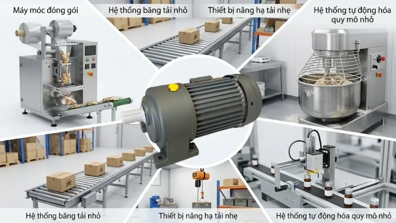 Ứng dụng của động cơ giảm tốc thắng từ dưới 1.1kW