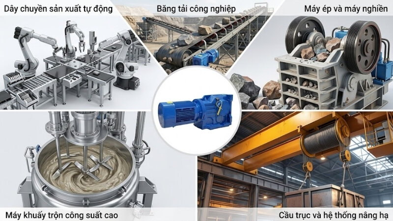 Ứng dụng của động cơ giảm tốc tải nặng trên 3.7kW