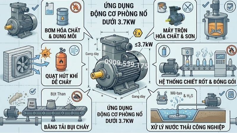 Ứng dụng của động cơ phòng nổ dưới 3.7kW.