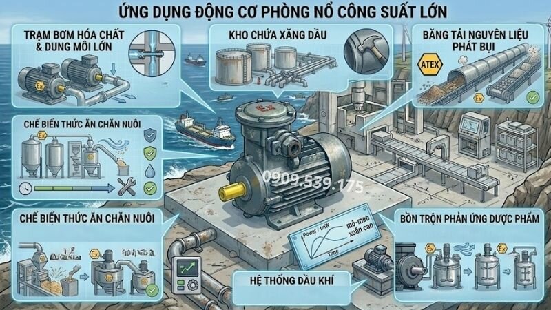 Ứng dụng của động cơ phòng nổ trên 3.7kW.