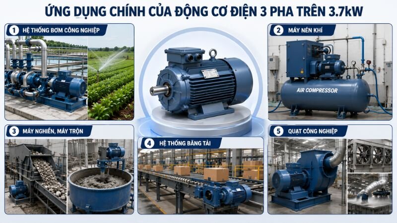 Ứng dụng động cơ điện 3 pha trên 3.7kW