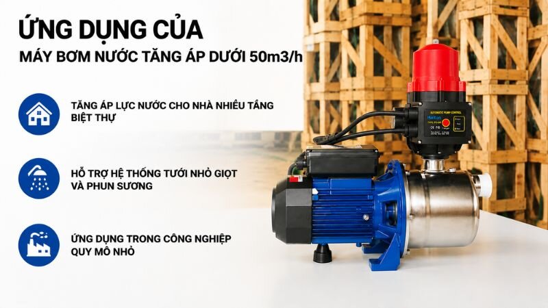 Ứng dụng của máy bơm nước tăng áp dưới 50m3/h