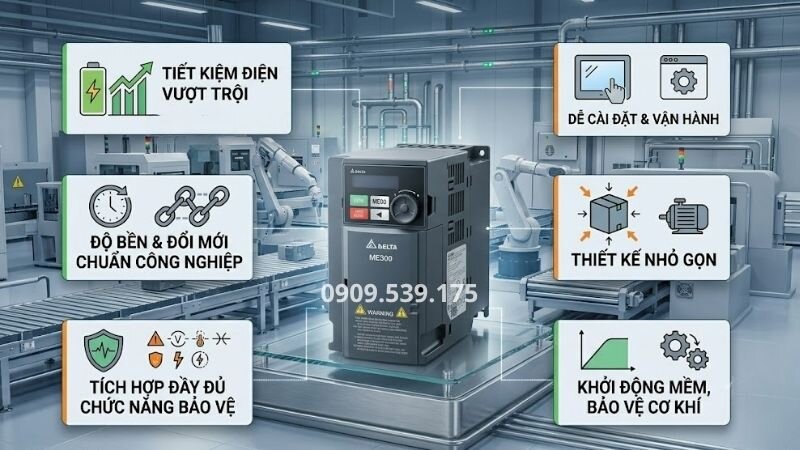 Ưu điểm của biến tần delta dưới 10kW.