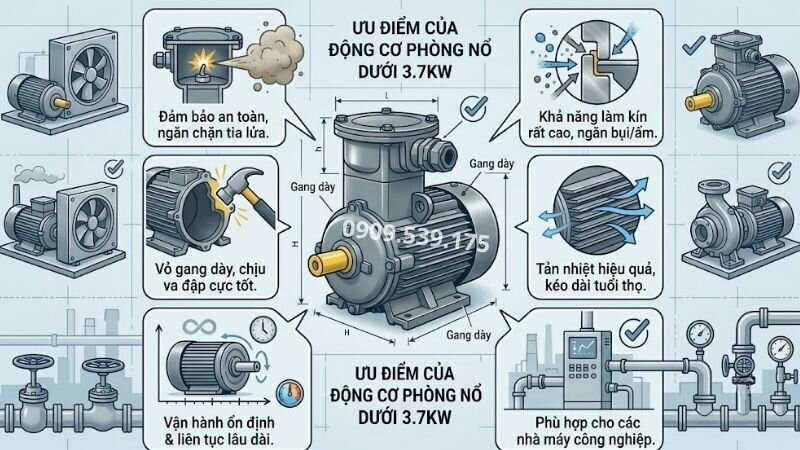 Ưu điểm của động cơ phòng nổ dưới 3.7kW.