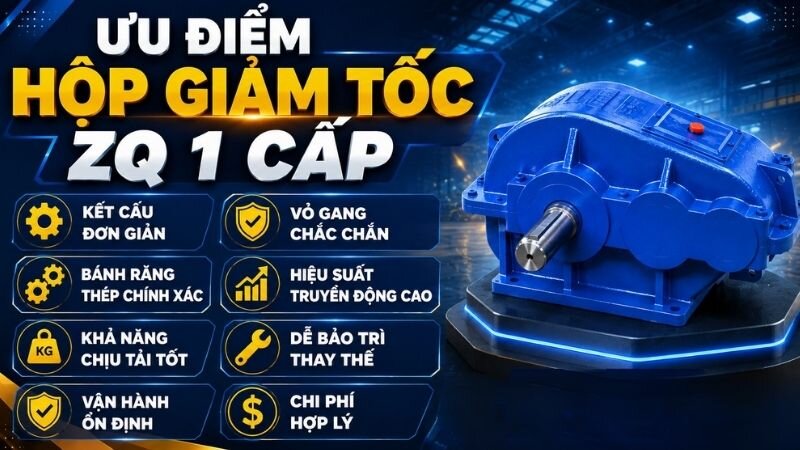 Ưu điểm của hộp giảm tốc ZQ 1 cấp