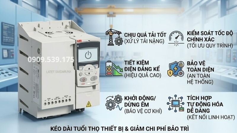 Ưu điểm nổi bật của biến tần abb trên 10kW.