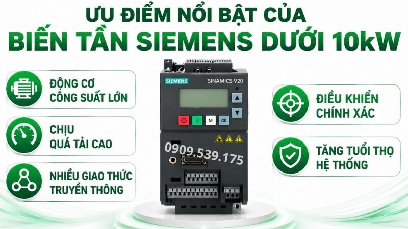 Ưu điểm nổi bật của biến tần Siemens dưới 10kW.