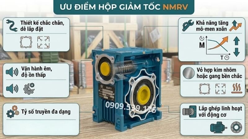 Ưu điểm nổi bật của hộp giảm tốc NMRV 1 cấp.