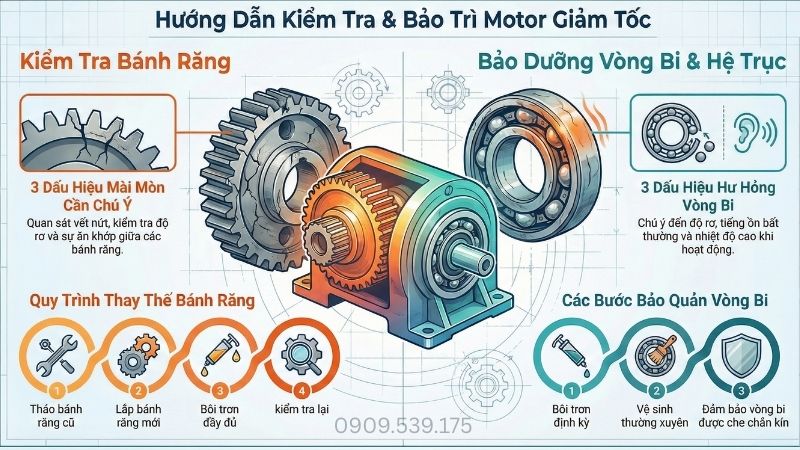 Hướng dẫn kiểm tra và bảo trì motor giảm tốc.