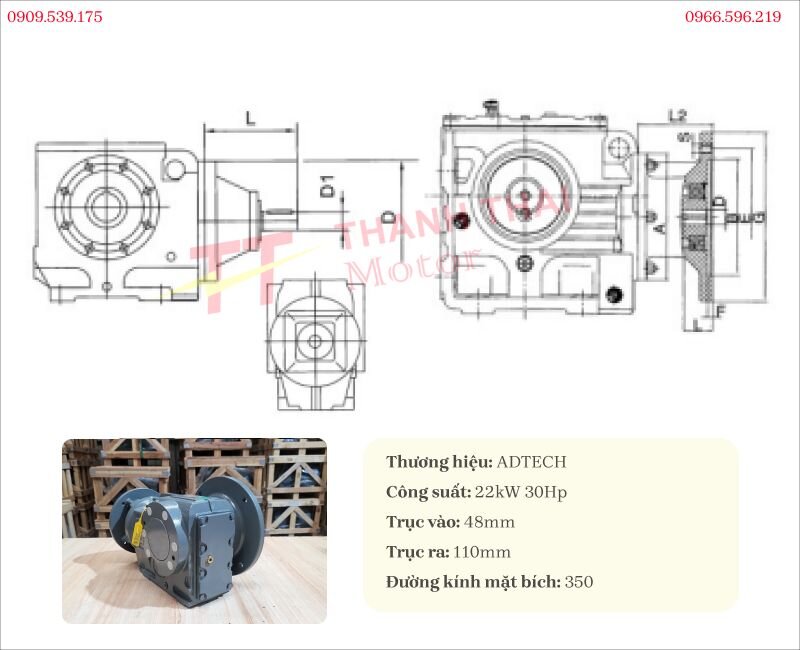 Cấu tạo bên trong của motor giảm tốc tải nặng trục vuông góc K 22kW 30Hp