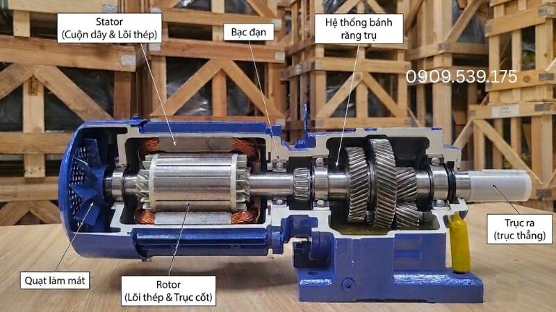 Internal structure of the heavy duty inline helical gear motor R