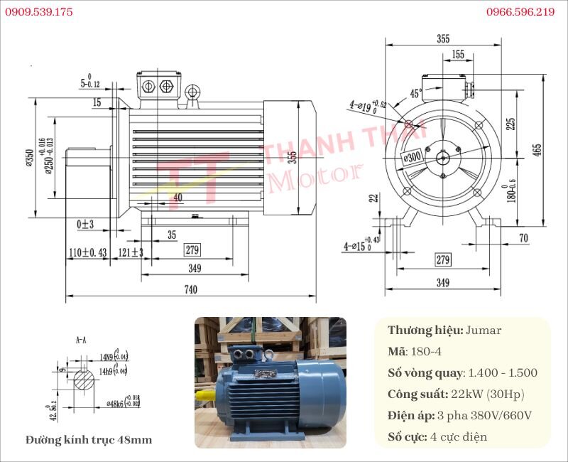 Thông số kỹ thuật và bản vẽ động cơ điện 3 pha 22kW 30Hp lắp hộp giảm tốc tải nặng vuông góc K 22kW 30Hp