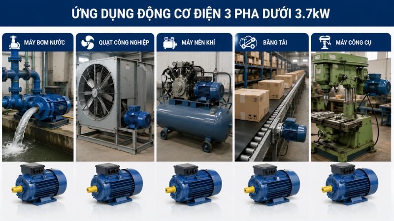 Ứng dụng động cơ điện 3 pha dưới 3.7kW