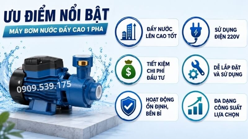Máy bơm nước đẩy cao 1 pha tại Thành Thái Motor.