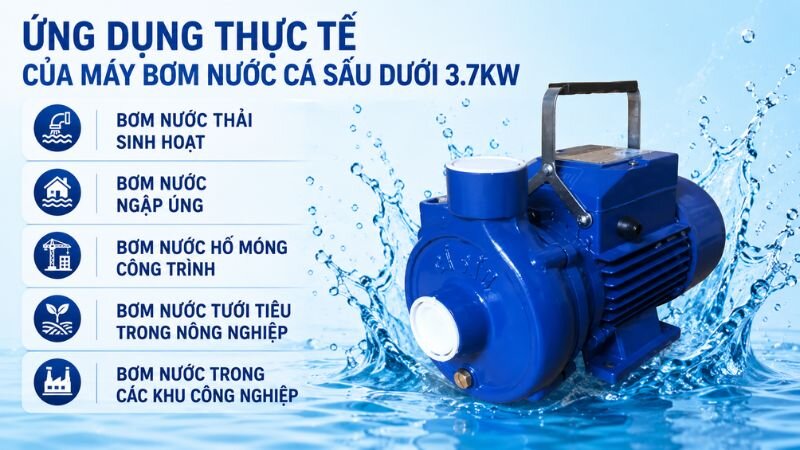 Ứng dụng của máy bơm nước cá sấu dưới 3.7kW