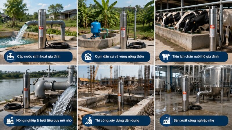 Ứng dụng máy bơm hỏa tiễn dưới 3.7kW