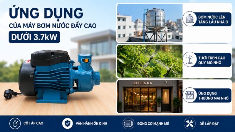 Ứng dụng máy bơm nước đẩy cao dưới 3.7kW