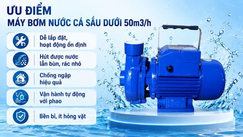 Ưu điểm của máy bơm nước cá sấu dưới 50m3/h