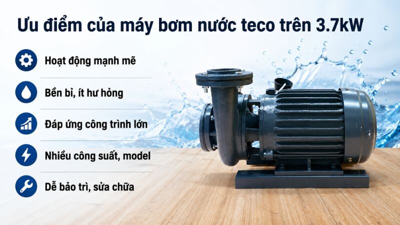 Ưu điểm máy bơm nước TECO trên 3.7kW