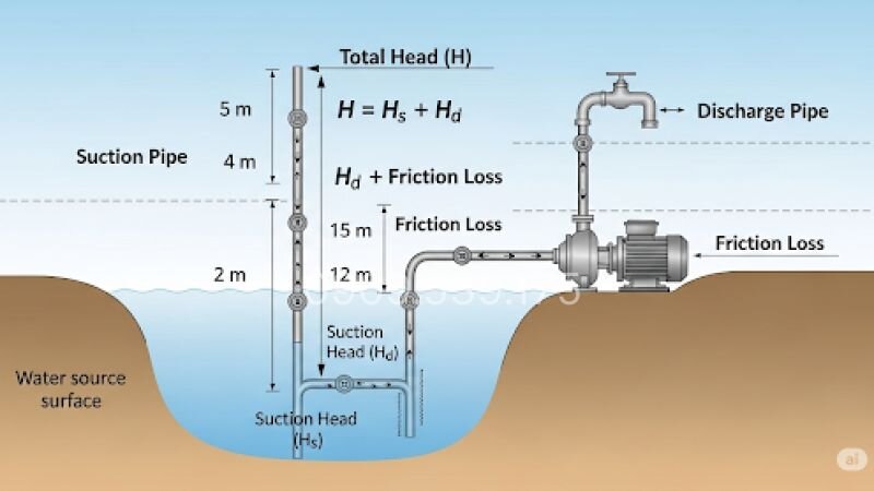Measuring total head and water source depth