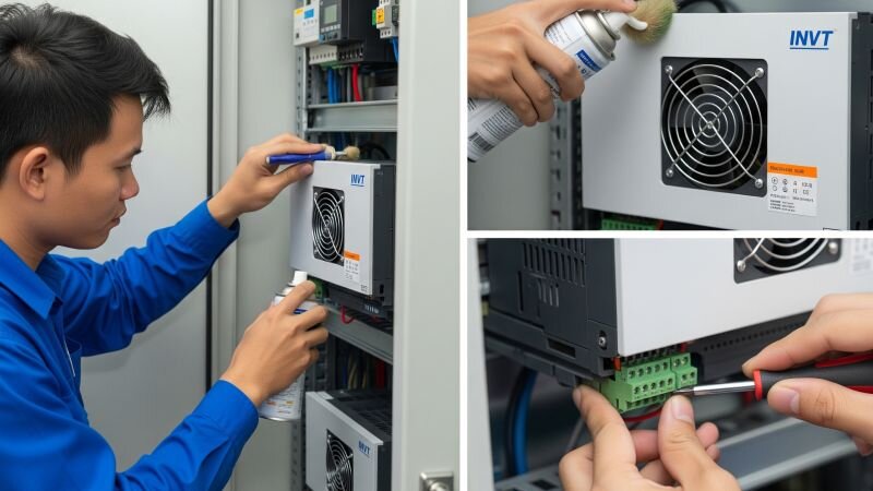 Bảo trì định kỳ: Vệ sinh quạt, khe tản nhiệt và siết chặt ốc terminal.