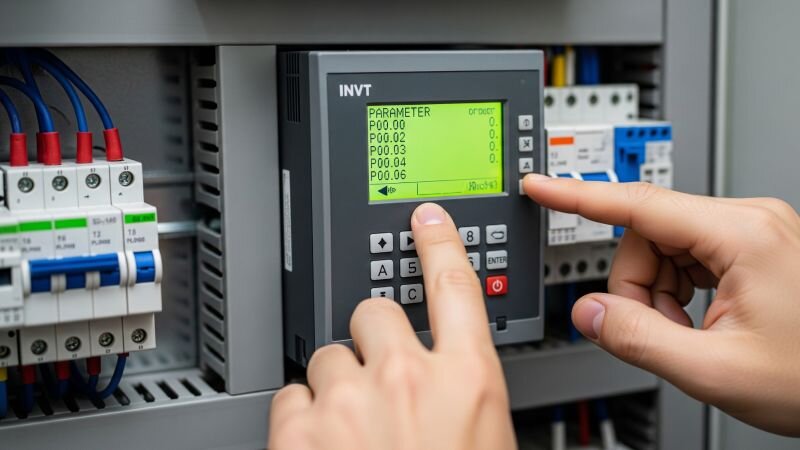 Cài đặt các thông số của biến tần INVT, với màn hình hiển thị rõ các thông số