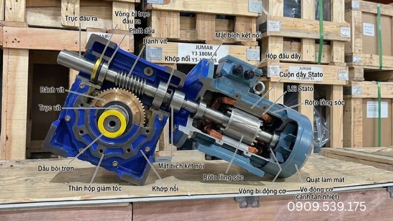 Cấu tạo chi tiết về motor giảm tốc NMRV 110 2.2kW 3Hp