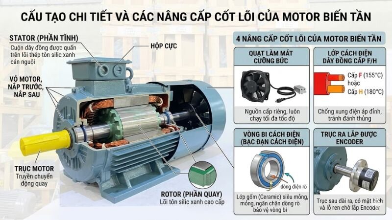 Cấu tạo chi tiết motor biến tần