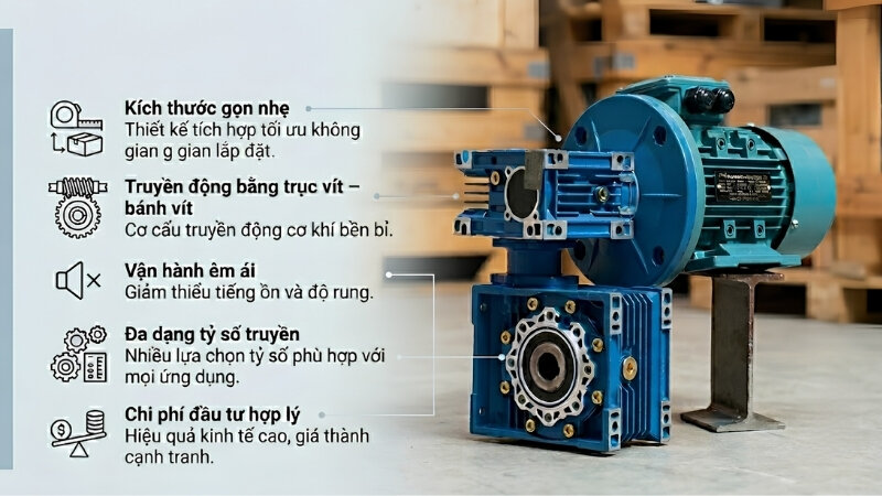 Đặc điểm của dòng động cơ giảm tốc NMRV dưới 1.1kW