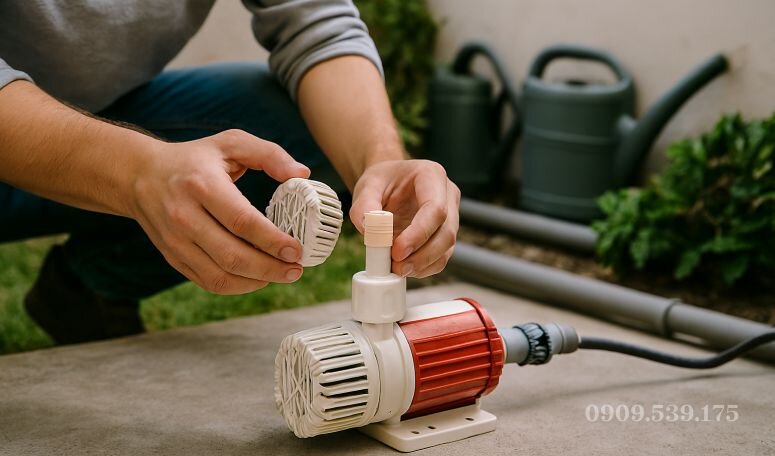 kỹ thuật viên kiểm tra và bảo dưỡng máy bơm nước đẩy cao