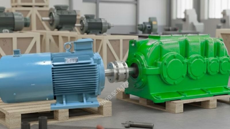 Hộp giảm tốc ZQ kết hợp với motor biến tần.