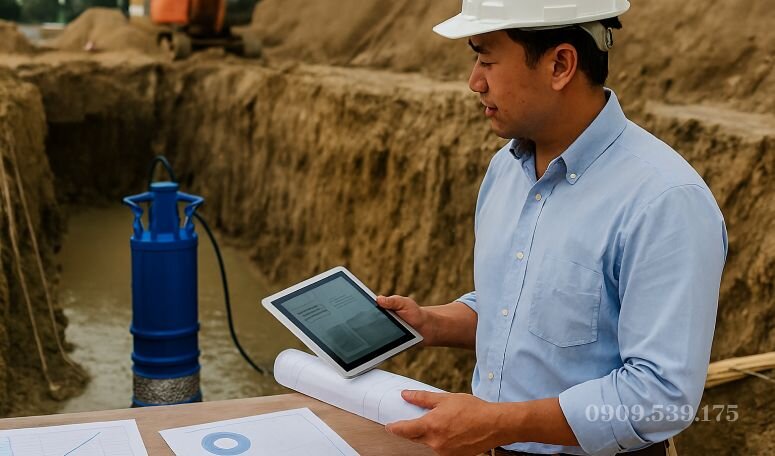 Cách chọn máy bơm chìm hố móng công suất phù hợp