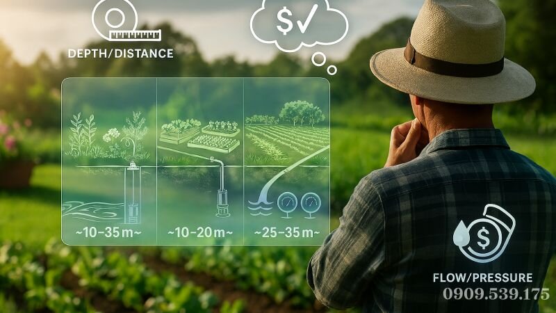 Hướng dẫn chọn máy bơm chìm tưới cây theo nhu cầu.